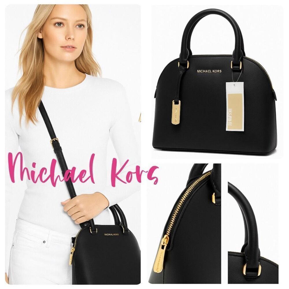 Michael Kors Emmy Dome Black Satchel Handbag NWT
